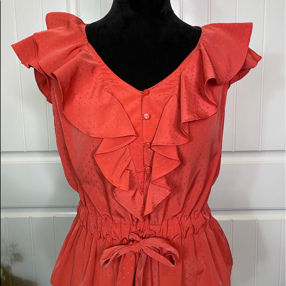 Adorable Burnt Orange Textured Ruffled Top - Picture 3 of 10